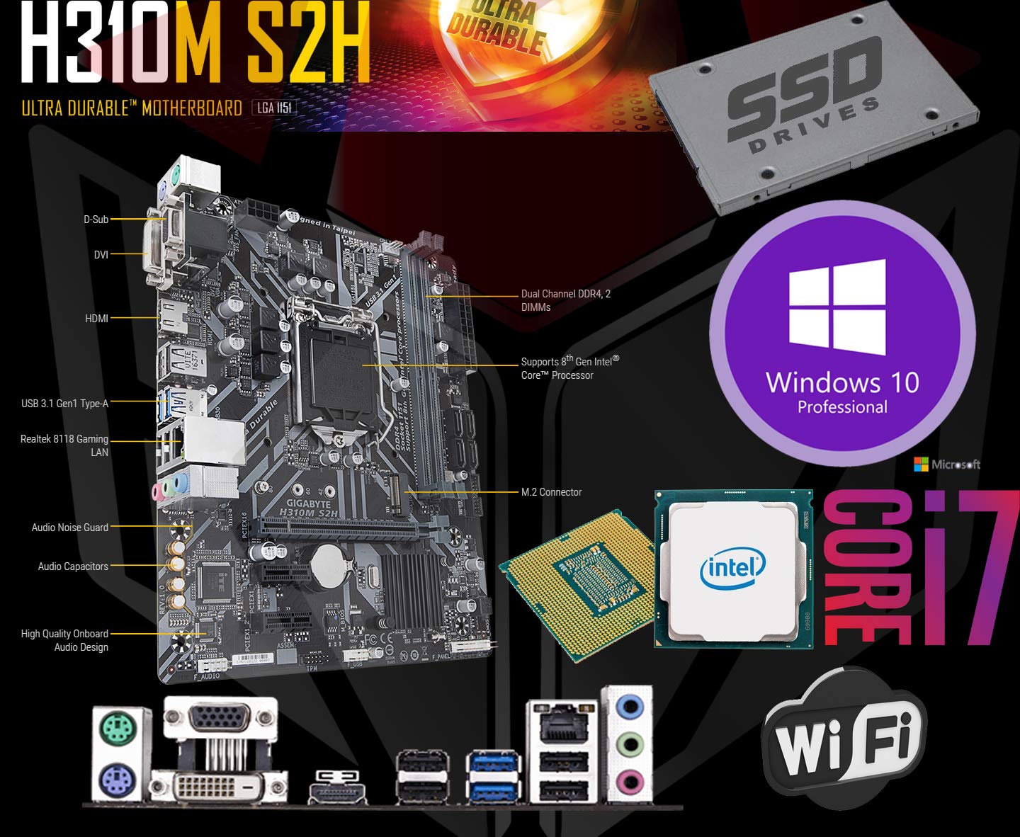 Intel I7 8th Gen SIX Core i7-8700 3,2 bis 4,6 GHz MB H310M